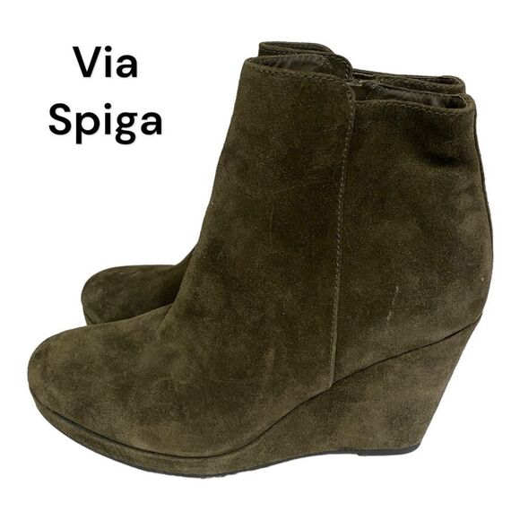 Via Spiga Women's Suede Size Zip Wedge Ankle Boots Booties 36.5  6.5 - Picture 1 of 6